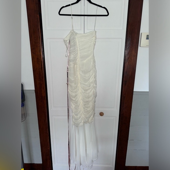 House of CB Pearla ivory ruched maxi dress women’s size small - Picture 5 of 12